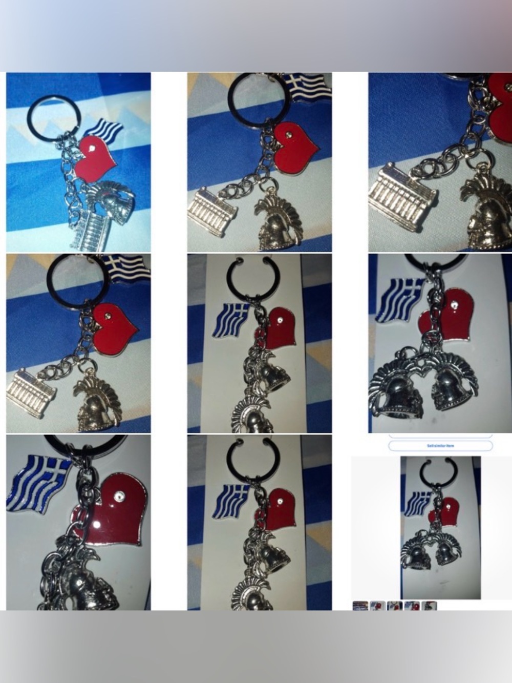 GREEK KEYCHAIN  Flag ancient helmets loving heart New from Greece vintage Y2K